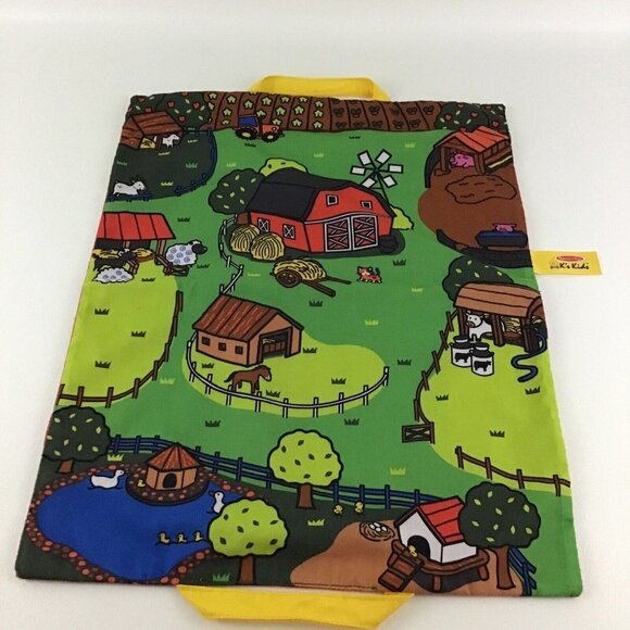 Melissa & Doug K's Kids Take Along Farm Play Mat Plush Animal Rattle Farmer Toy - Picture 8 of 9